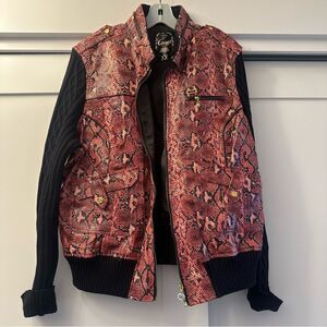 COOGI Vintage Red and Pink Faux Snake Zip Up Jacket Size 3X